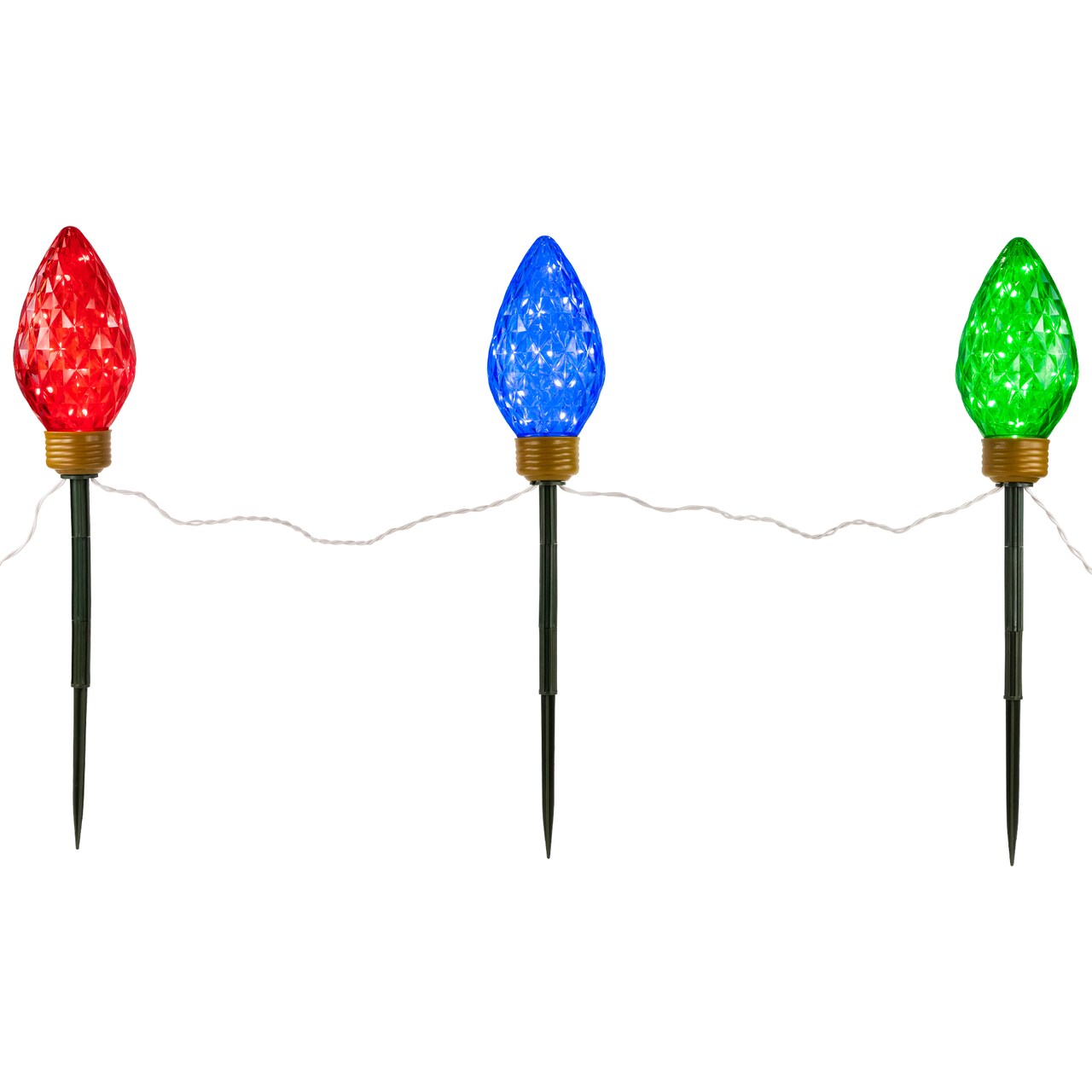 Northlight LED Lighted C9 Style Christmas Pathway Lawn Stakes - 3 ft - Multi - 3-Count